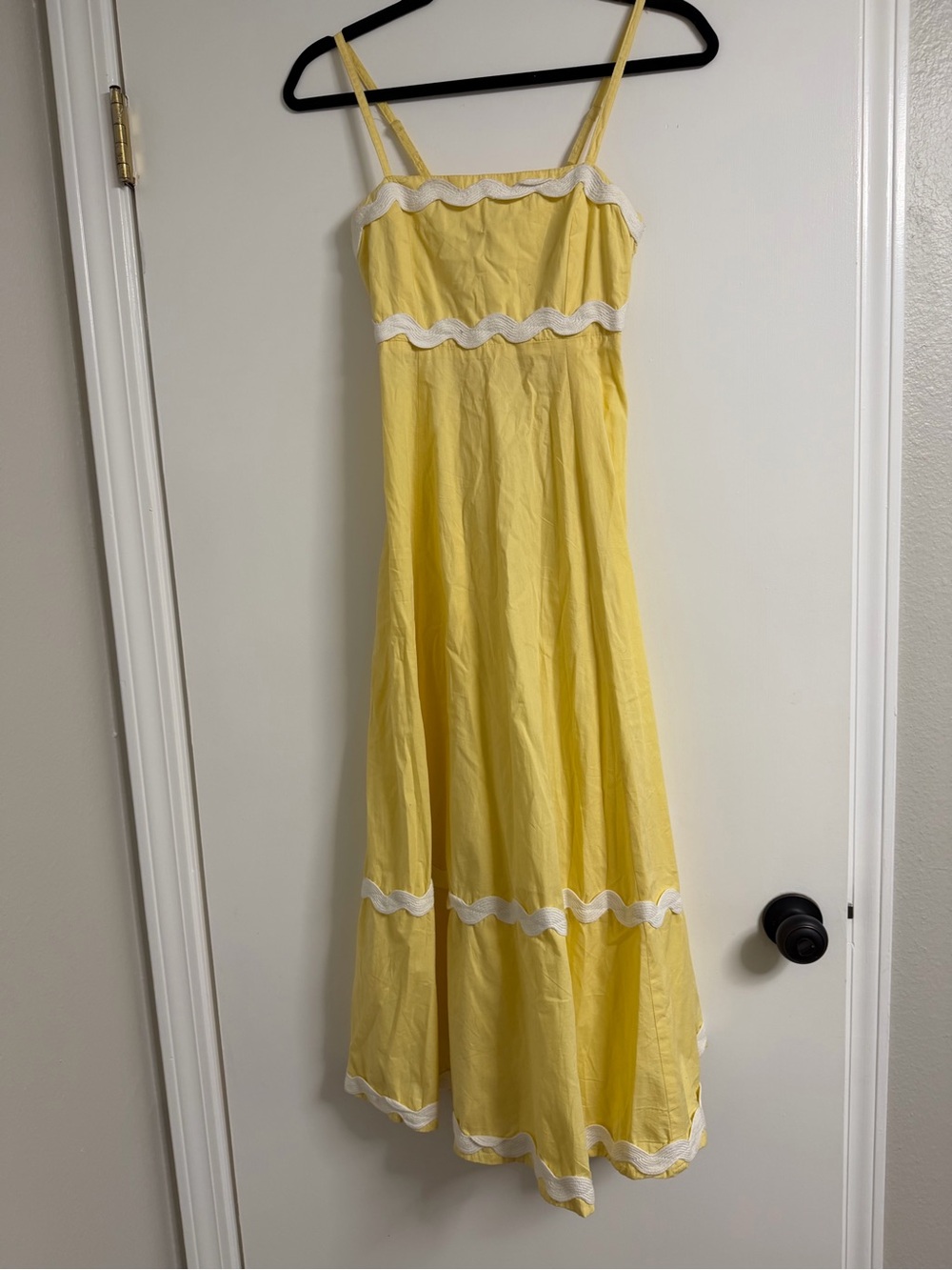 Sim & Sam Yellow Spaghetti-Strap Women’s XS Sundress with White Trim
